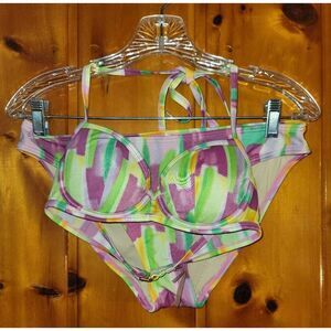 Victoria's Secret two-piece Swimsuit Bikini Tie Dye top 34 B bottom medium